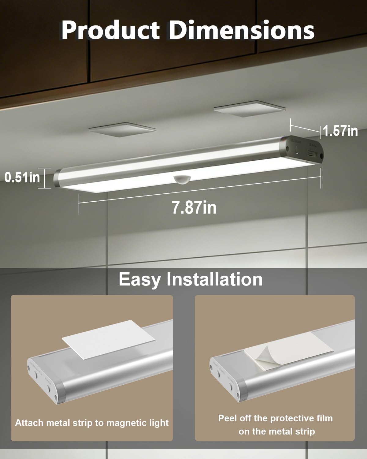 SZOKLED 58-LED Under Cabinet Lighting Wireless, RGB Motion Sensor Night Lights, Magnetic Under Cabinet Lights for