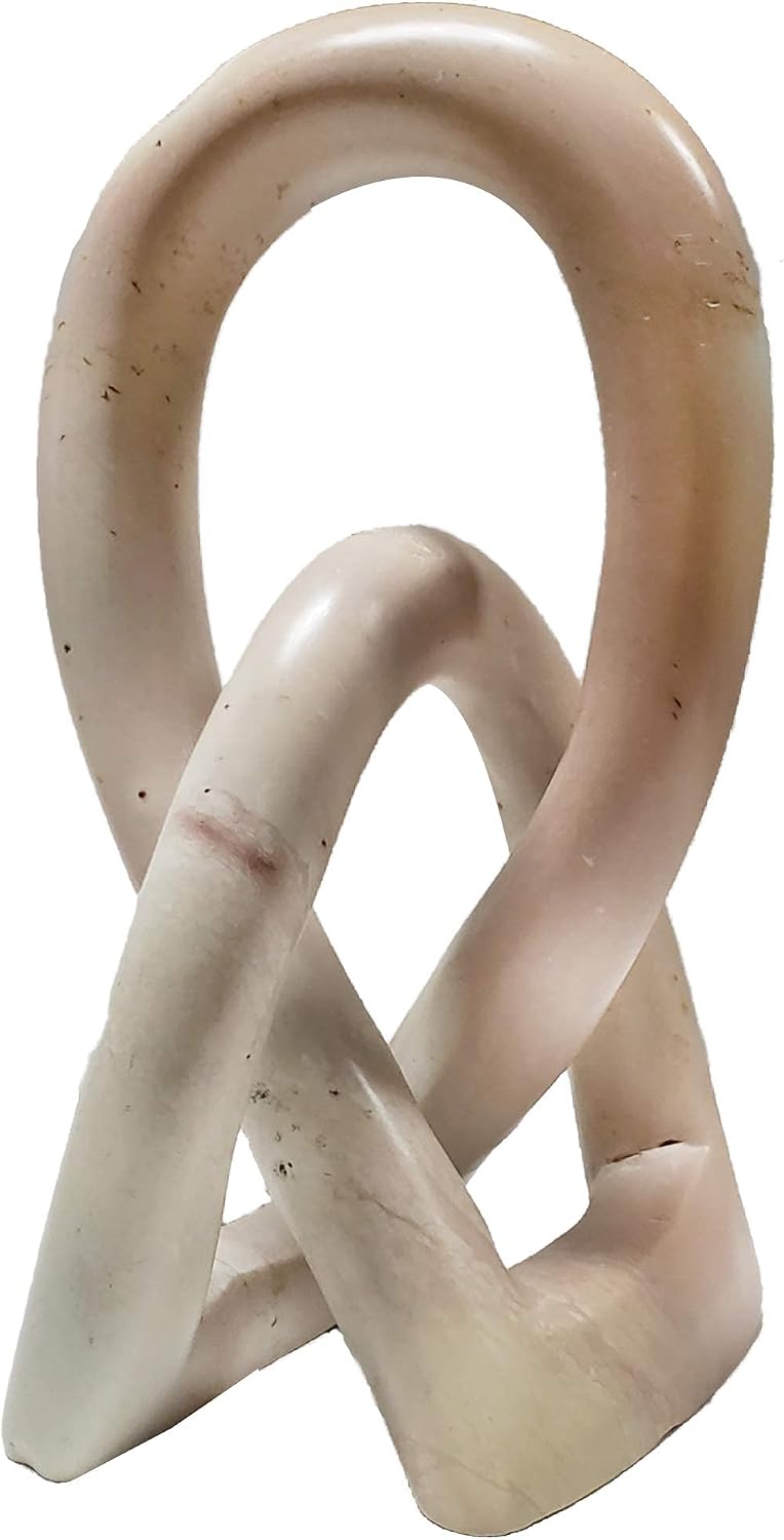 Continuous Looped Entwined Love Knot Sculpture Unique Modern Contemporary Décor / Natural / 6 Inch
