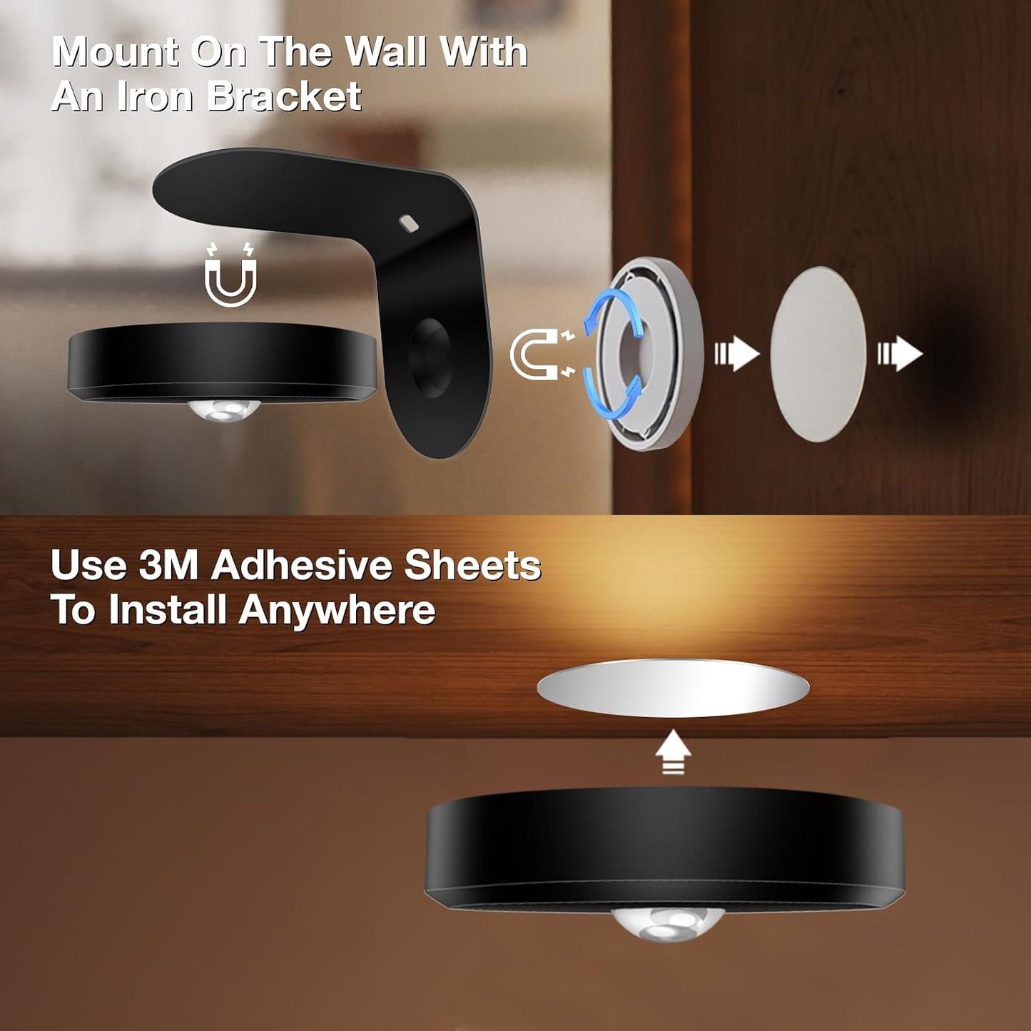 Picture Lights for Wall Wireless with Magnetic,2000mAh Rechargeable Picture Frame lights with Dimmable,Puck Lights with