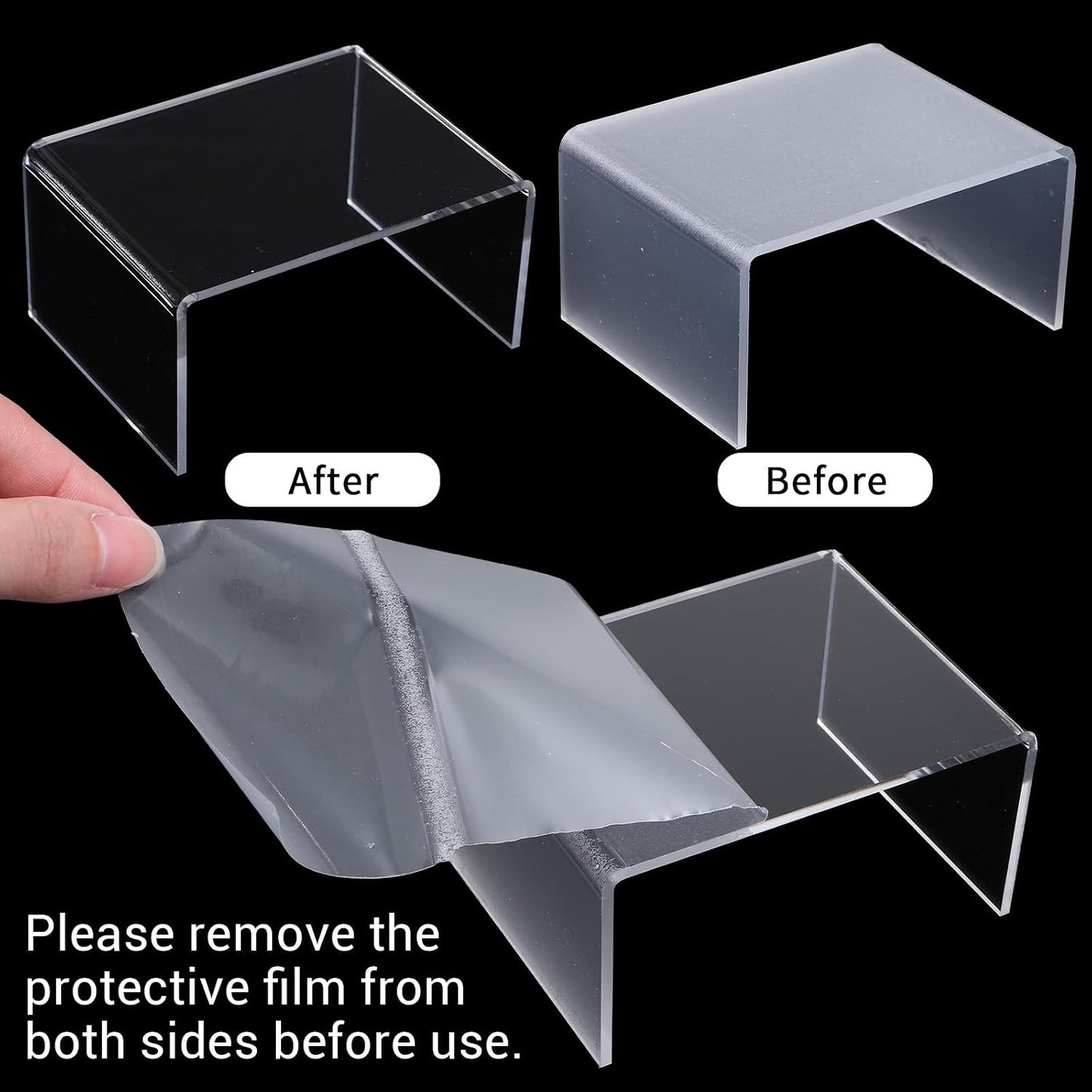 Acrylic Shelf Riser Display Stands for Figures / Clear / 4.4 x 3.2 x 2.2 / Set of 16