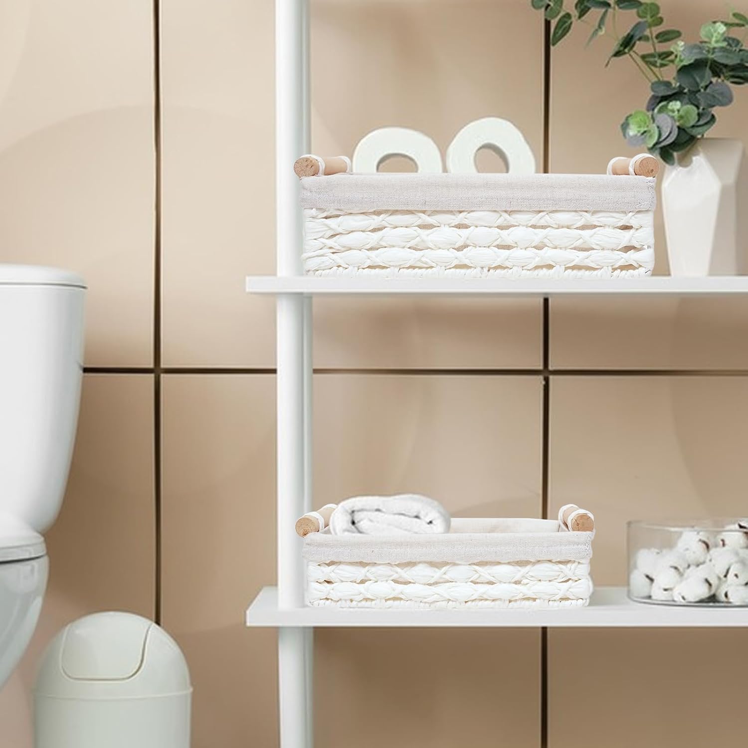 Storage Basket Wicker Baskets for Organizing / White