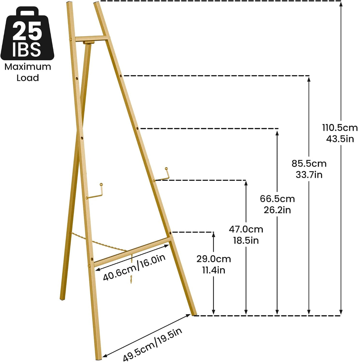 Gold Easel Stand for Sign, Wedding Sign | 4-Tier Adjustable Art Easel for Painting, Heavy Duty Easel 1pack
