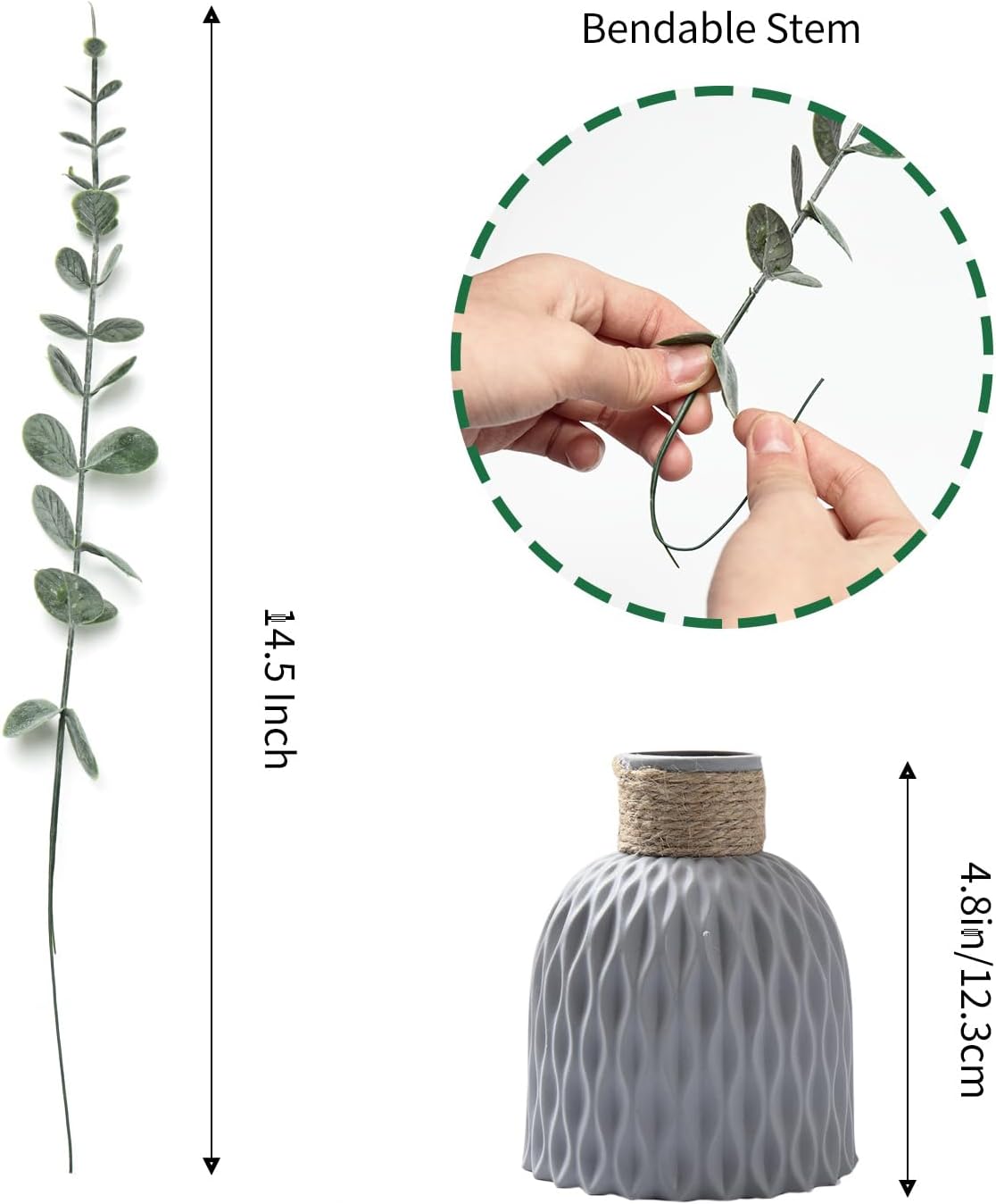 Eucalyptus Stems Artificial Flowers / Grey Green / Set of 200
