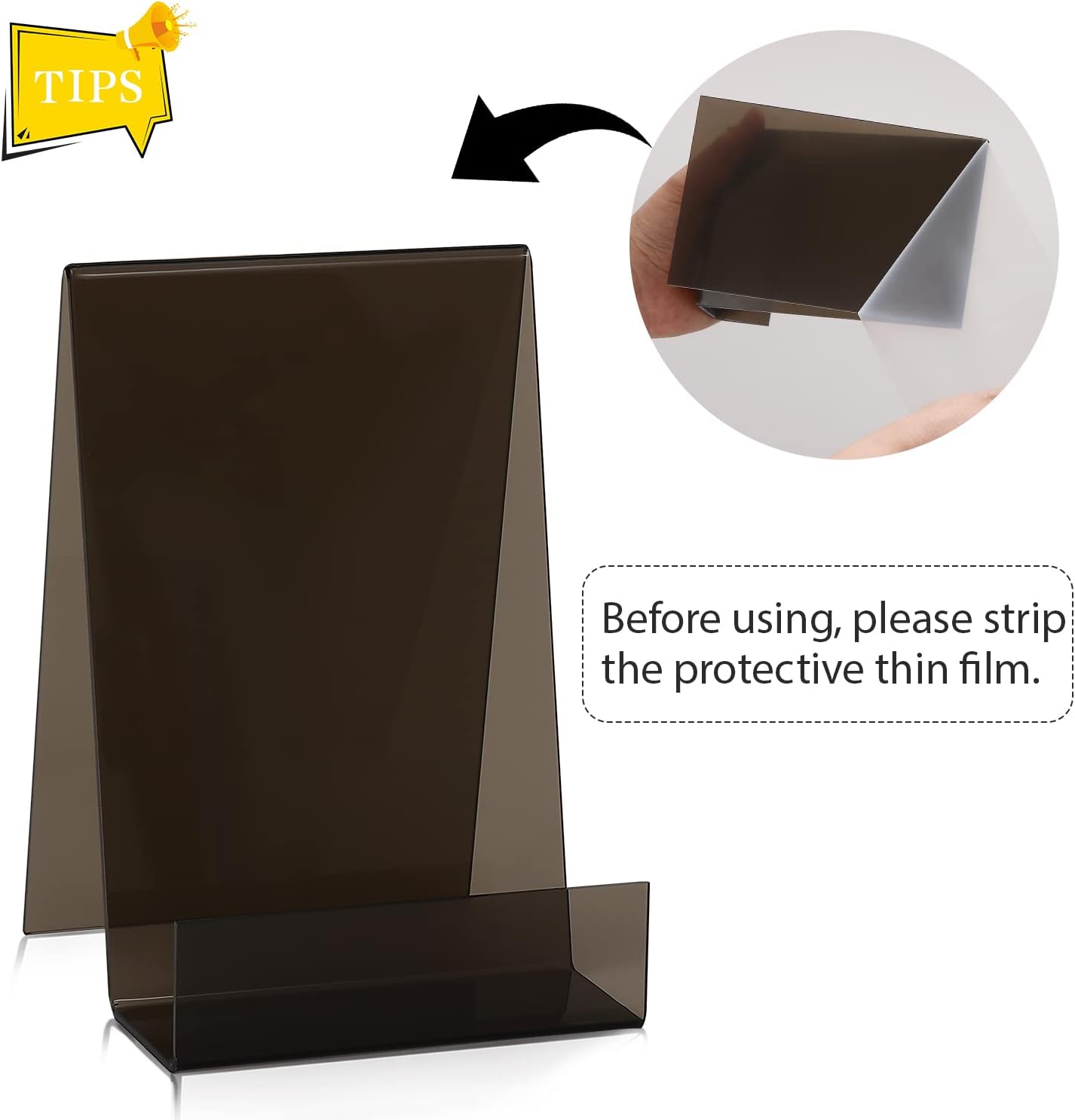 ZOEY Acrylic Book Stand with Ledge Clear Black Display Easels Plate - 5 Pack Large Book Holder Easel Stand for Display