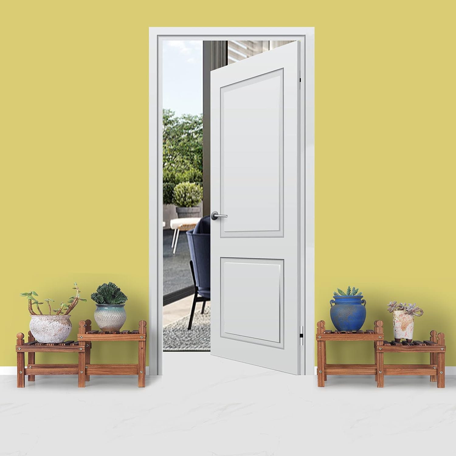 Wood Plant Stand Indoor, Low Window Plant Bench for Multiple Plants | 4 Tiers Plant Shelf Bench Indoor,Long Flower Pot