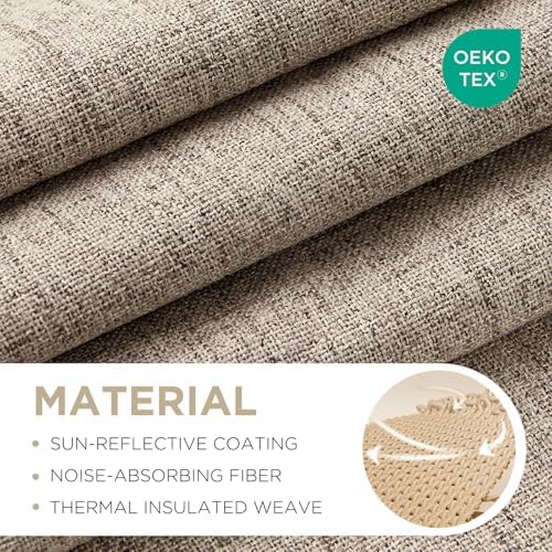 Joydeco Blackout Curtains for Bedroom - 100% Light Blocking 2 Panels Set Linen Drapes 42" W x 84" L, Thermal Insulated