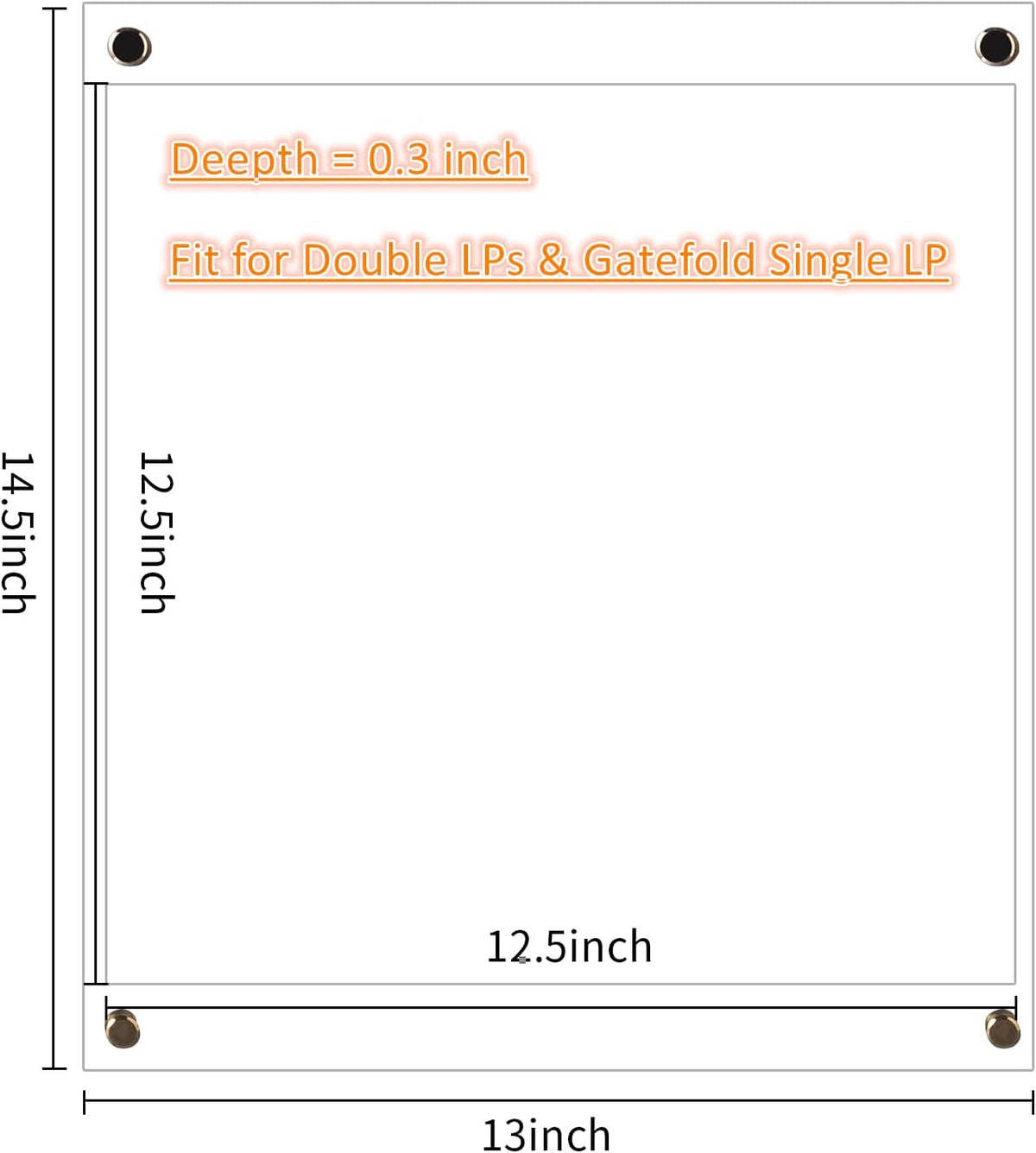 3Pack Clear Acrylic Vinyl Record Album Display Frame for Double LPs | Self Adhesive Wall Mount Display Holder, No Drill