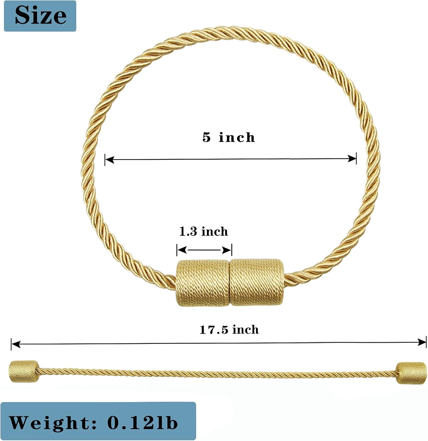 Magnetic Curtain Tiebacks Holdbacks Decorative Tie Backs for Windows Porlau | 6 Pack Gold Modern Outdoor Drapes