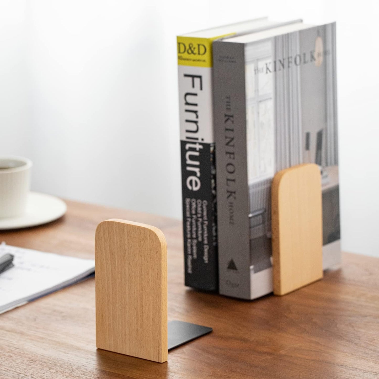 Heavy Duty Wooden Bookend Support for Books and Movies Beech 2 / Beech-2 Pairs