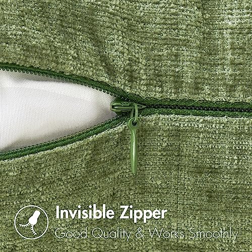 MIULEE Soft Chenille Euro Throw Pillow Covers Sage Green 24x24 Pack of 2