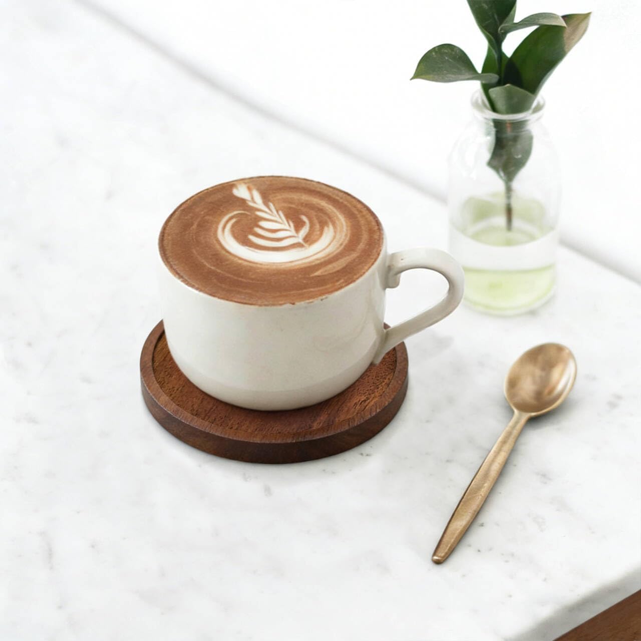 Holder / Wood Drink Coasters / Natural / Set of 6