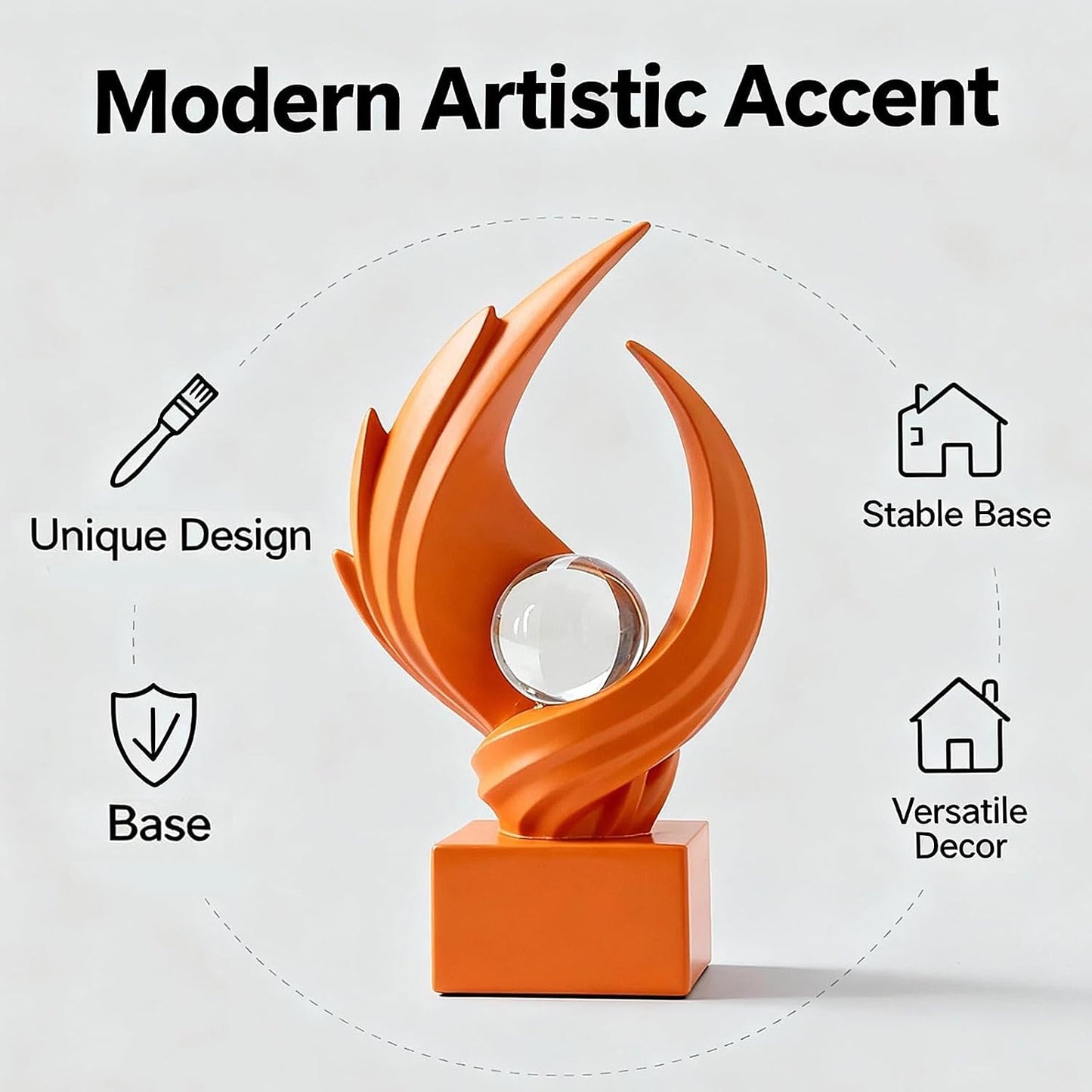 Modern Art Statue Decor / Orange