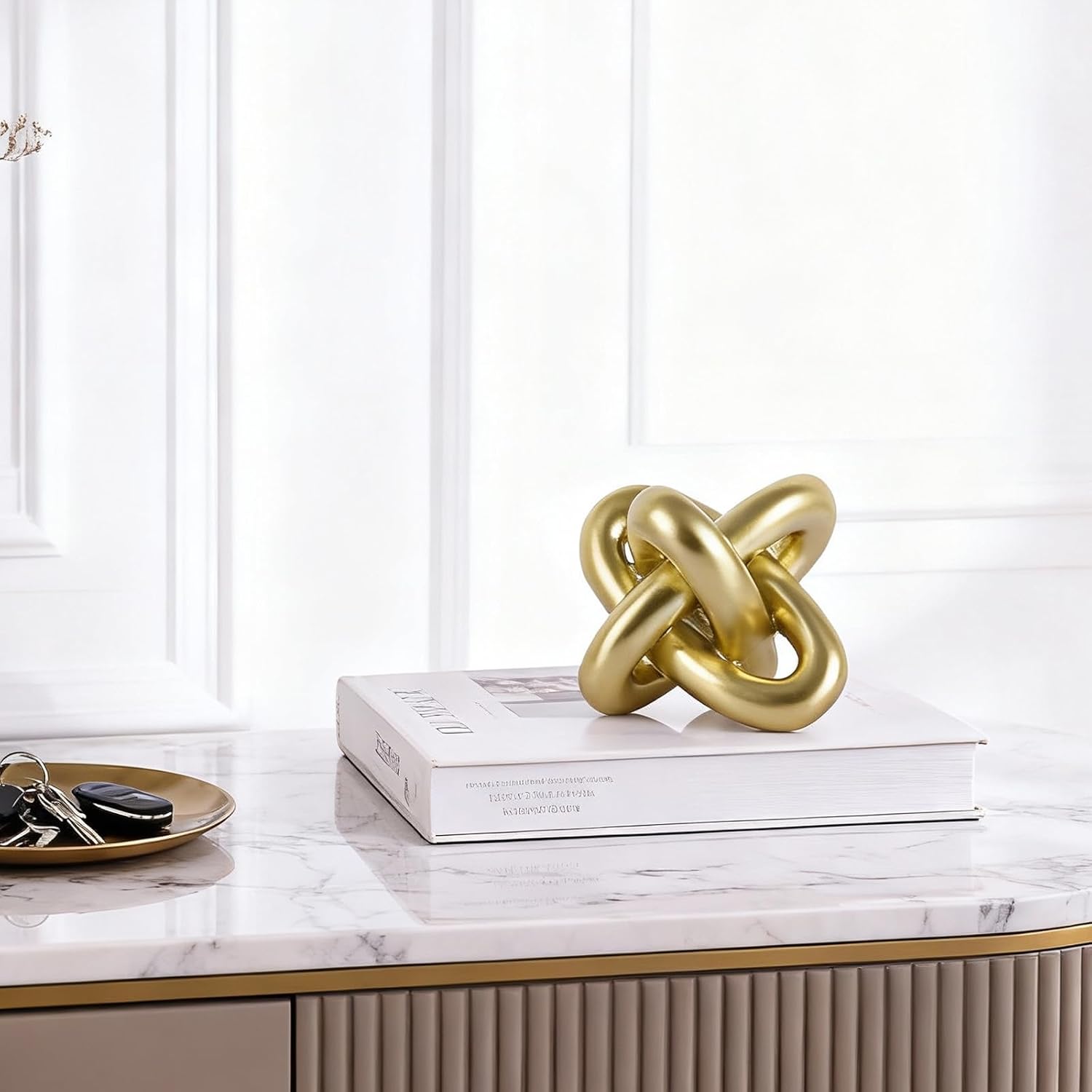 Knot Sculptures and Statues for Rustic Coffee Table Living / Gold