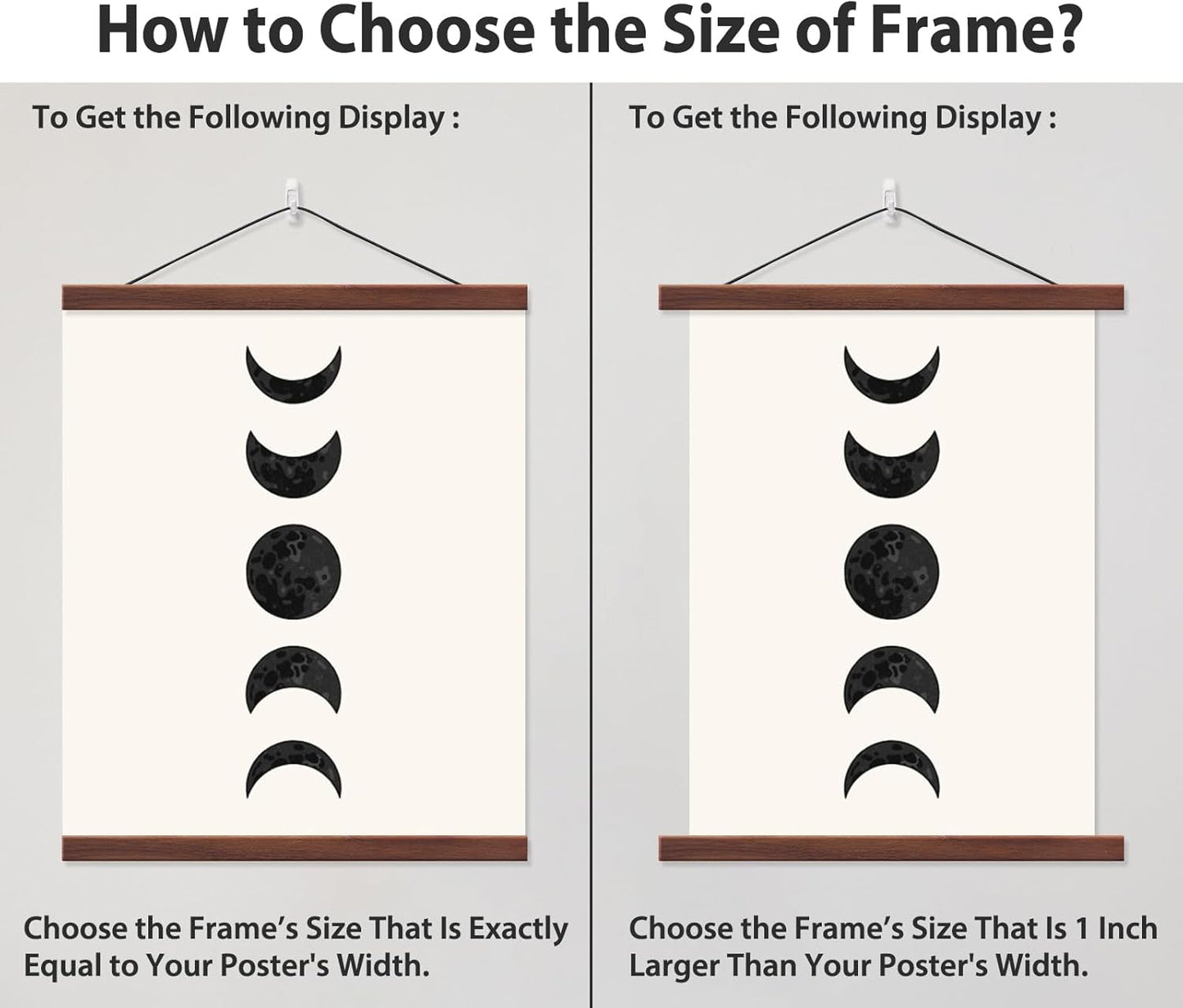 Magnetic Poster Hanger Frame for 24x36 24x30 24x32 Movie Music Posters Wall Art,Walnut Wood Picture Frames for Canvas