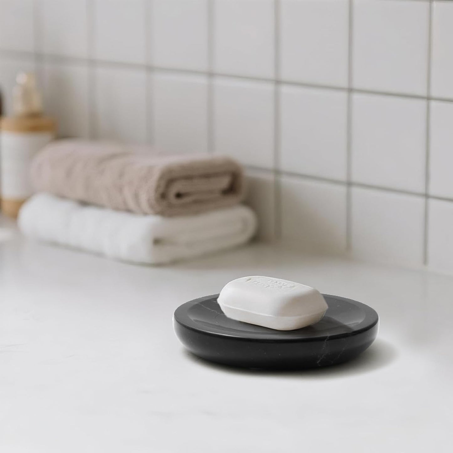 Marble Soap Dish Italy Natural Stone Sponge Holder / Black