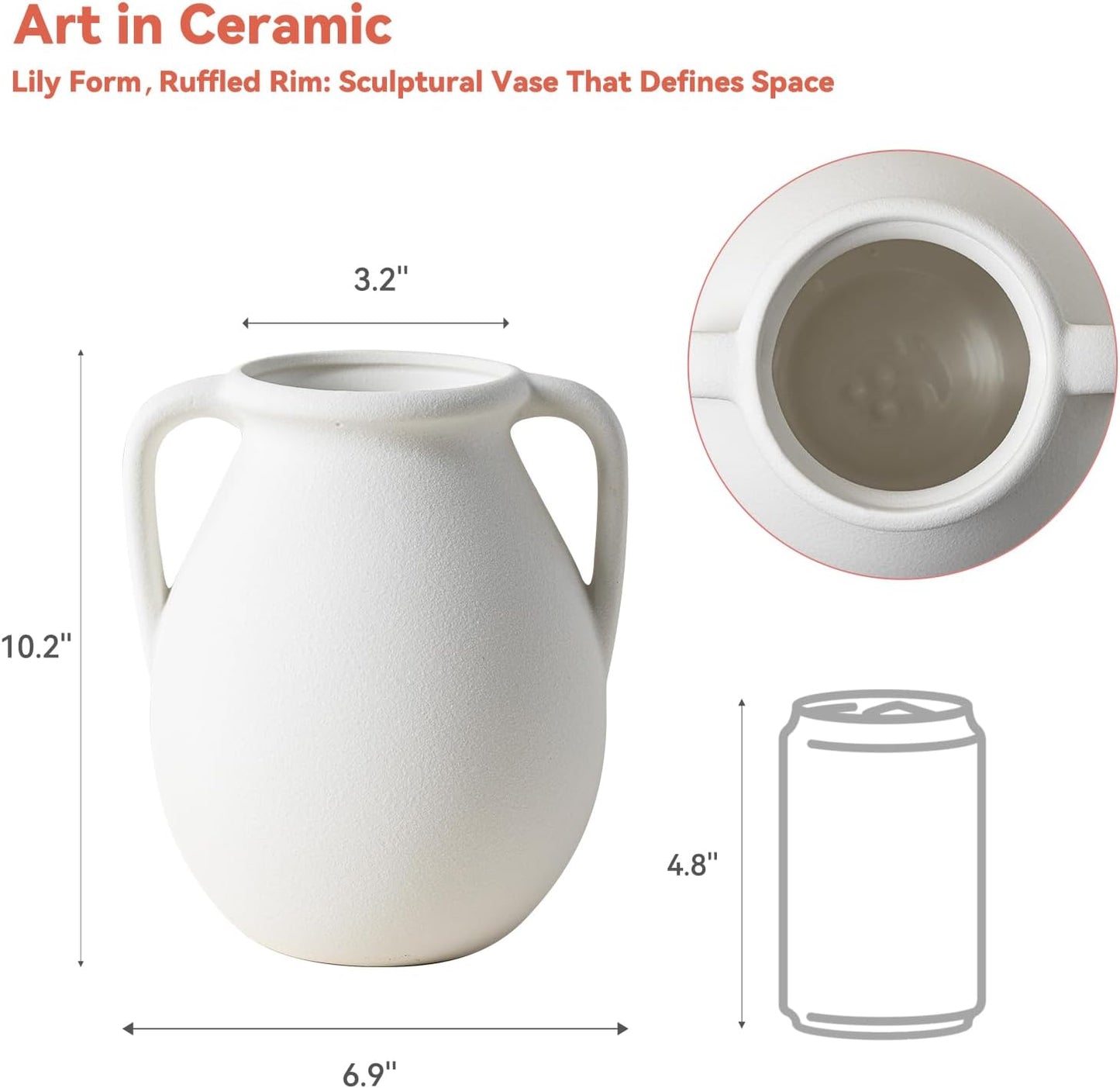 Rustic Ceramic Flower Vase / Double-handle Rustic Vase