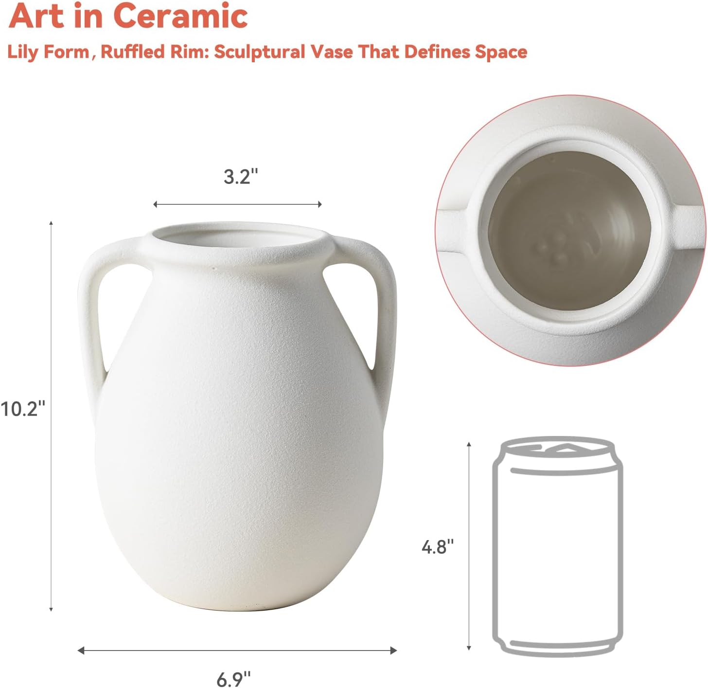 Rustic Ceramic Flower Vase / Double-handle Rustic Vase