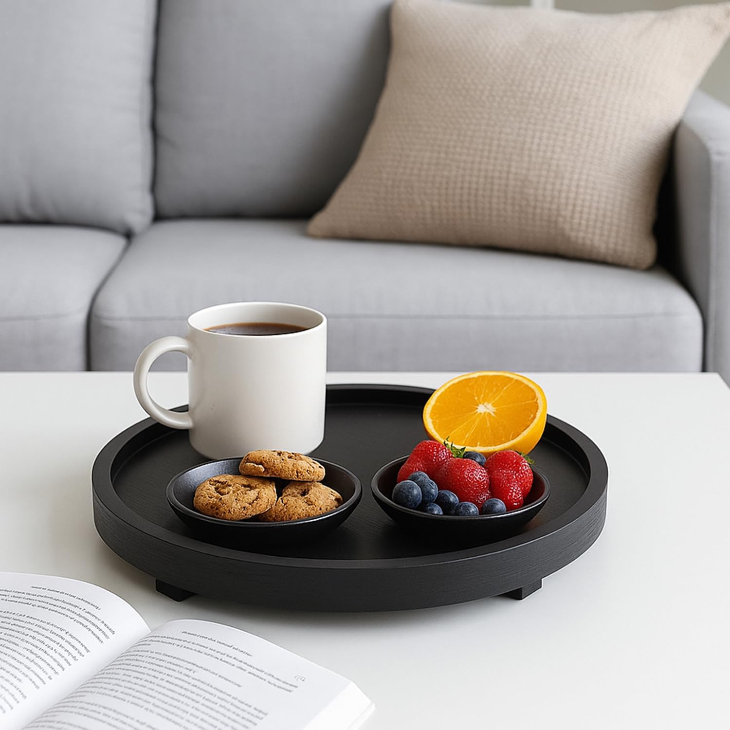 Decorative Wooden Tray / Black / Set of 10