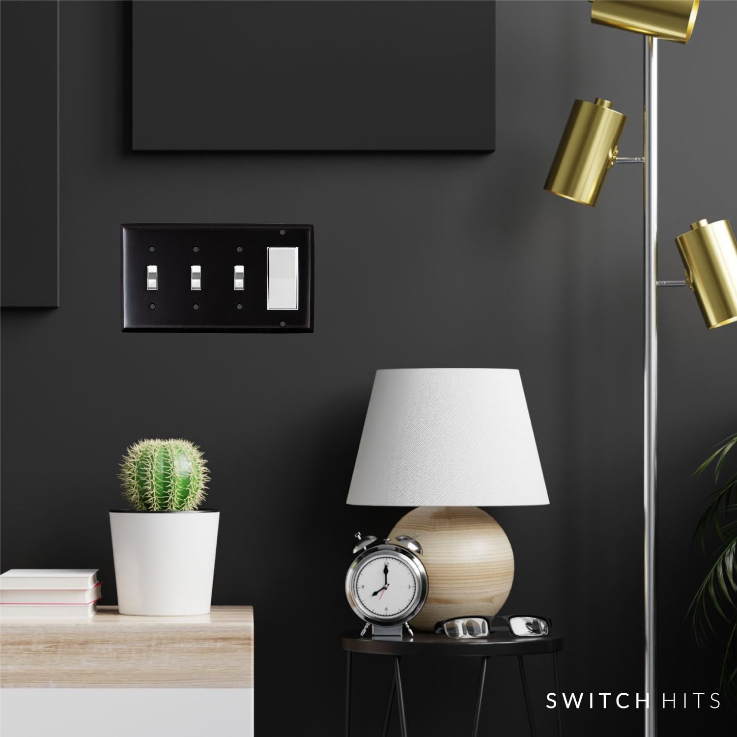 Triple Light Switch Plate Outlet Cover GFCI Decorative Wall Plate | 3 Toggle - 1 Rocker Oil Rubbed Bronze Electrical