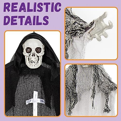 Halloween Hanging Skeleton Ghosts, Halloweens Grim Reapers (3 Pack)