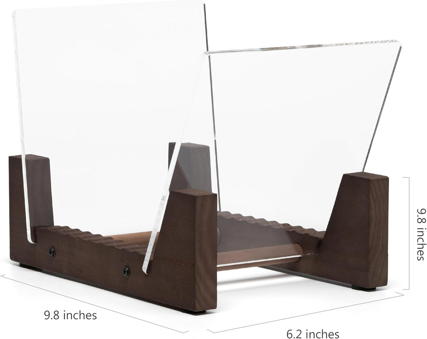 Vinyl Record Storage Holder - Stacks up to 30 Albums, 7 or 12 inch - Solid Wood Stand with Clear Acrylic Ends - Display