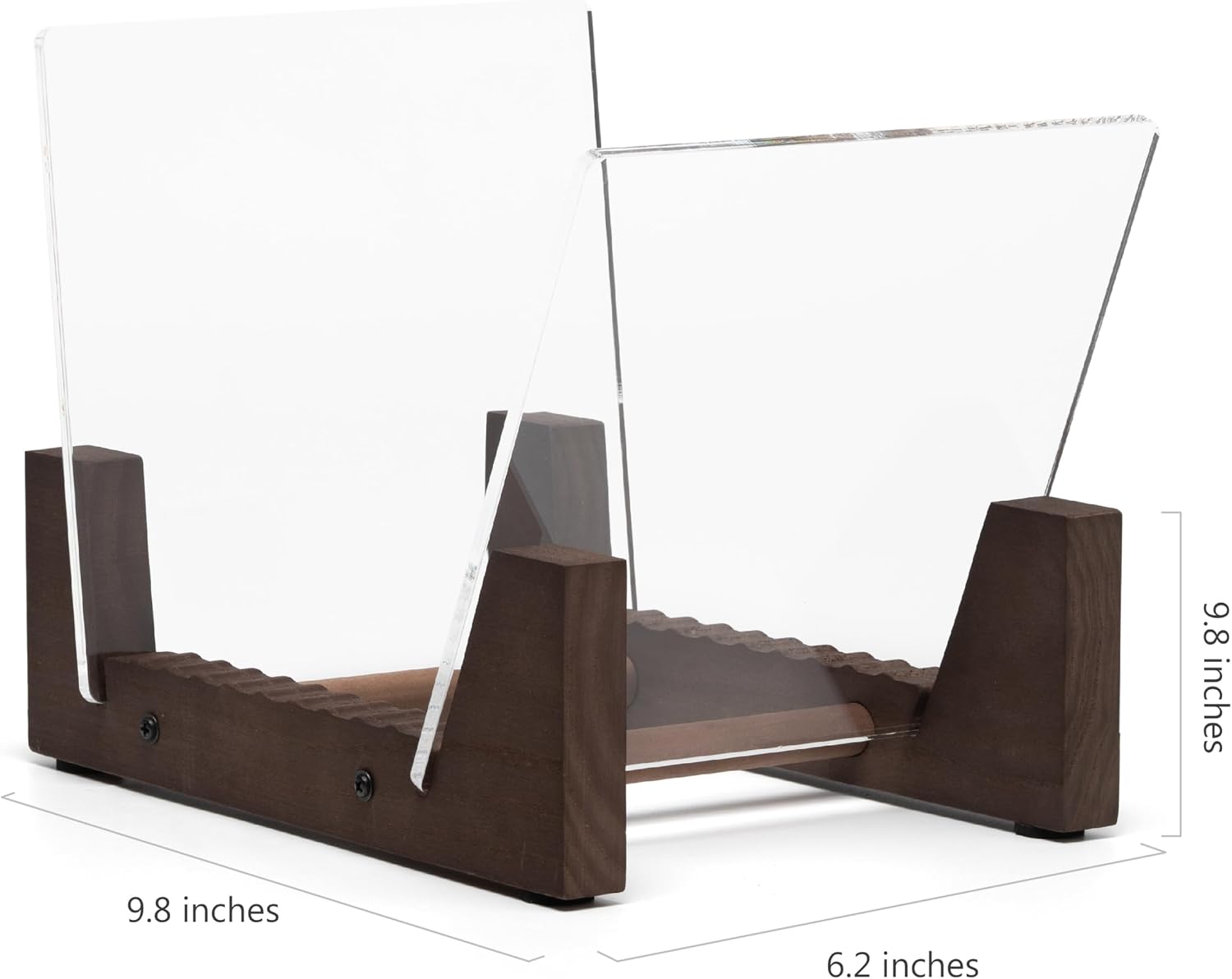 Vinyl Record Storage Holder - Stacks up to 30 Albums, 7 or 12 inch - Solid Wood Stand with Clear Acrylic Ends - Display