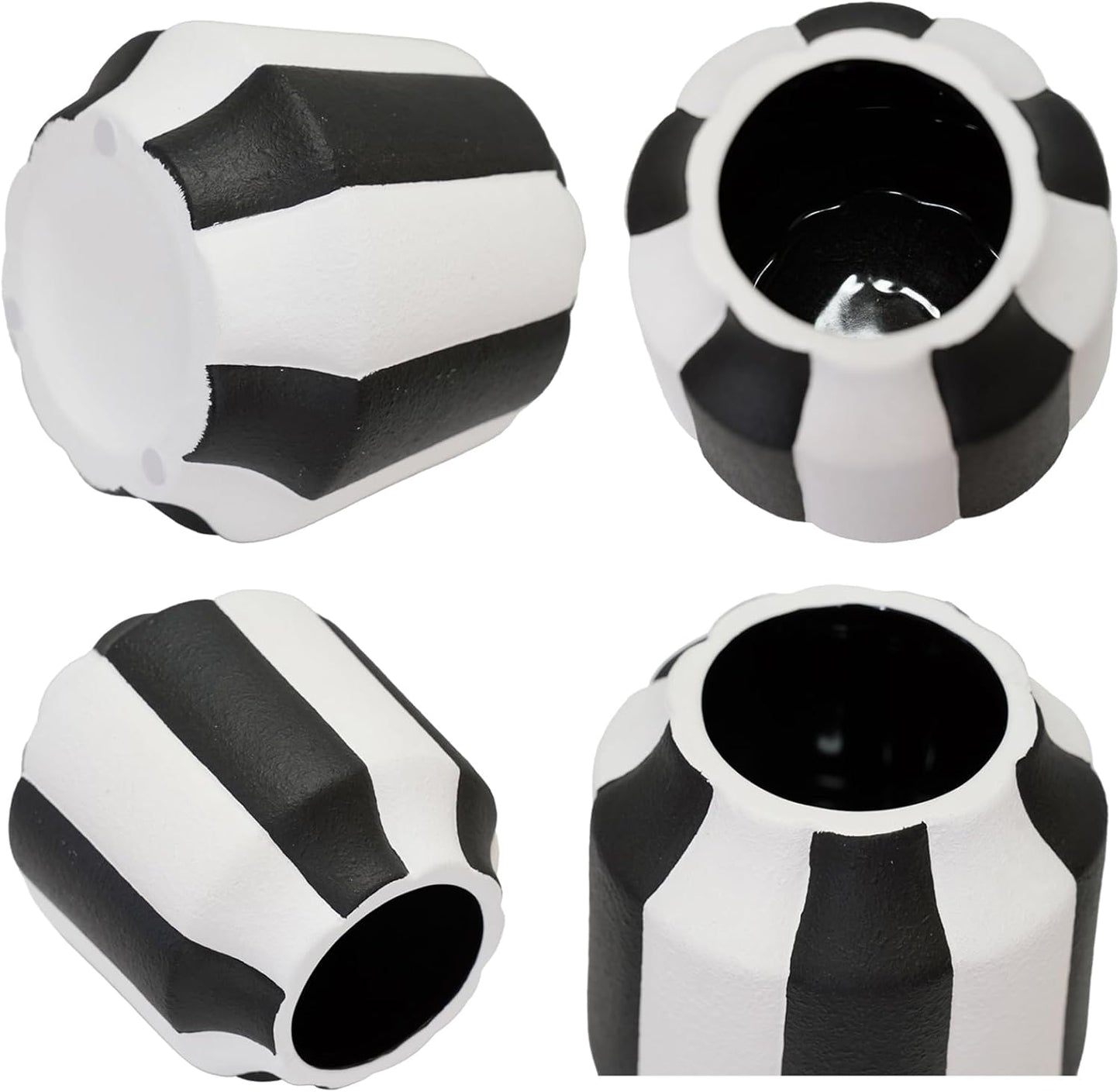 White Striped Ceramic Vase / Black