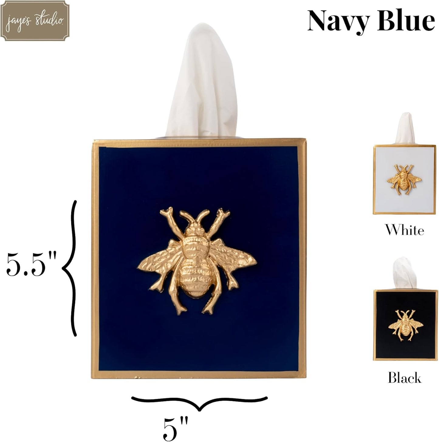 Decorative Tissue Box Holder / Navy Bee / Regency