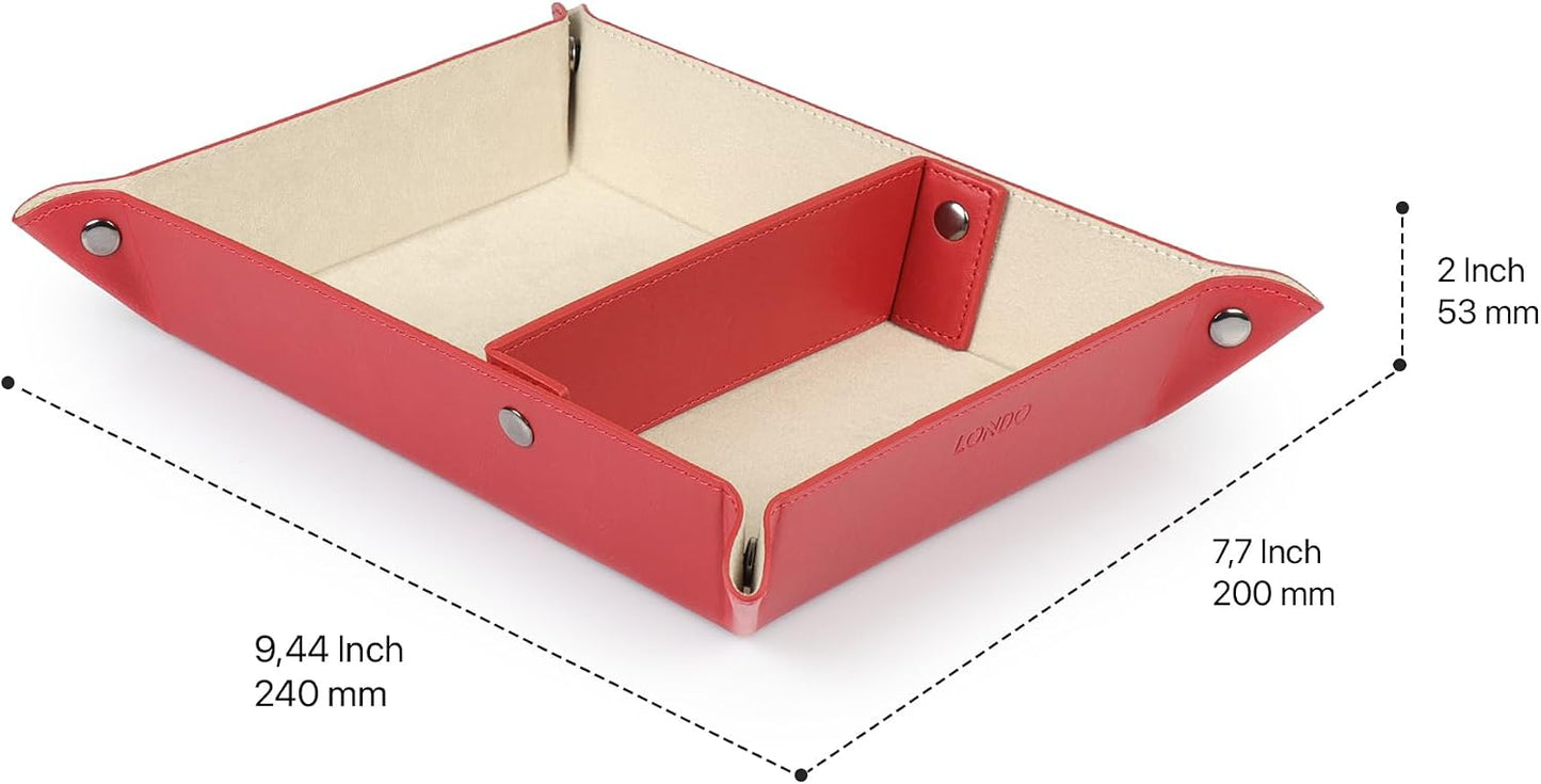 Londo Leather Tray Organizer - Practical Lightweight Water Resistant Computer Table Desk Storage Box for Wallets