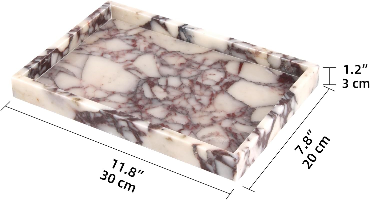 Marble Bathroom Vanity Tray / Calacatta Viola / 12 x 8 x 1.2 / Natural