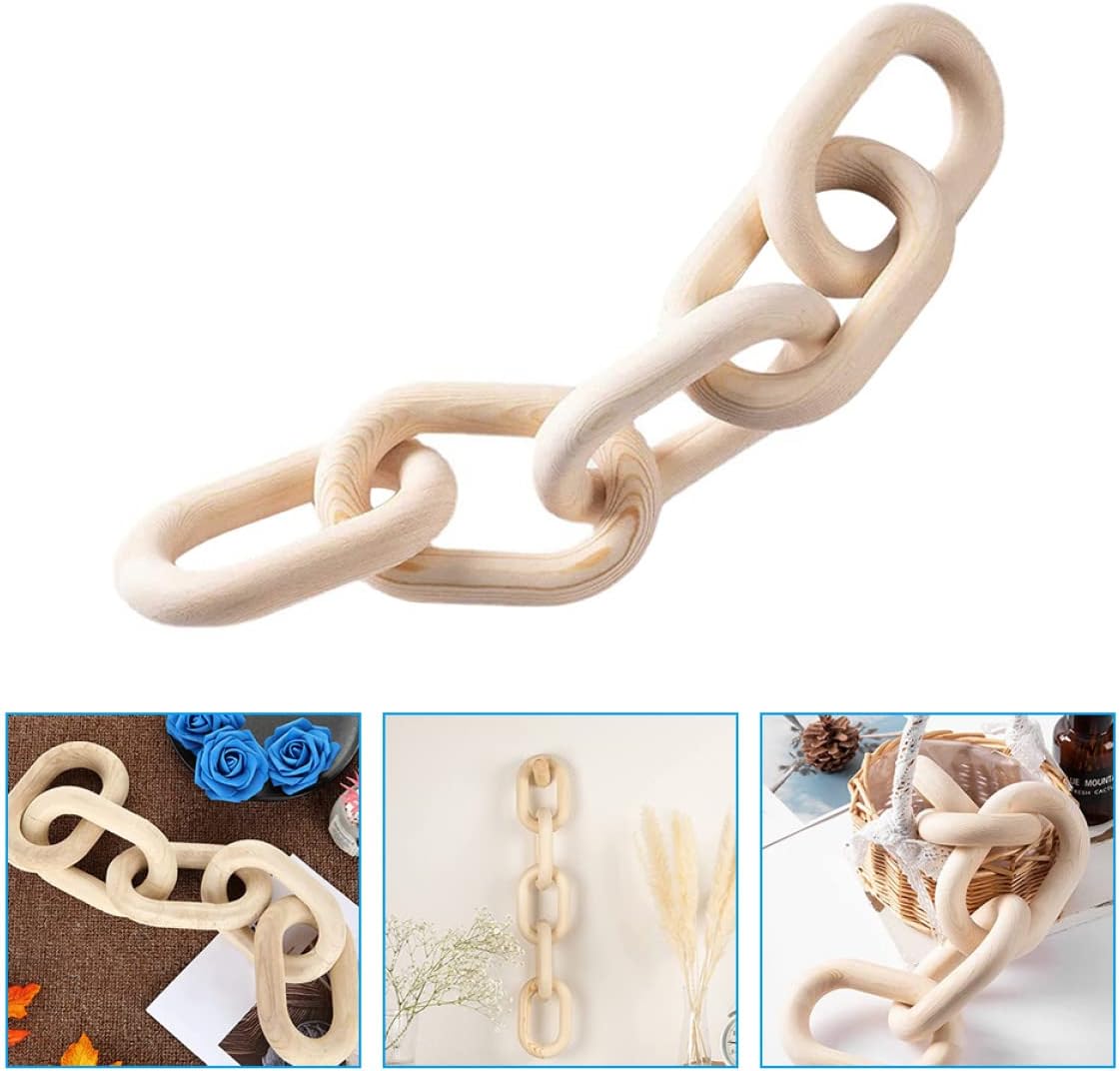 Wood Chain Link Decor Rustic Farmhouse Wall Art Elegant Hanging Ornament