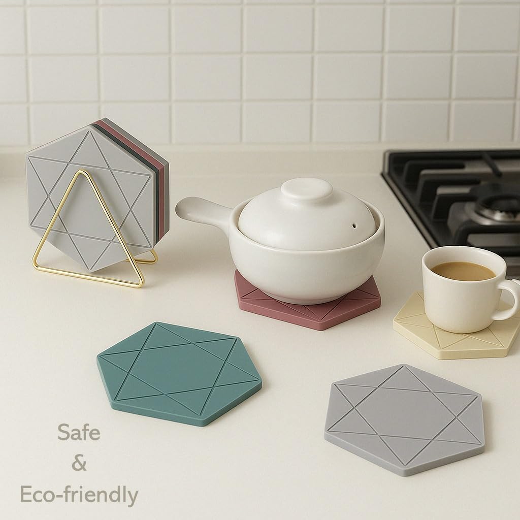 Hexagon Silicone Trivet Mats / Set of 4