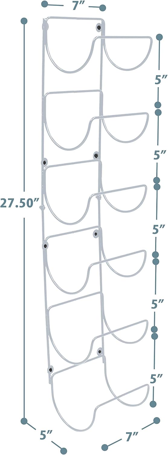 Sorbus Towel Rack, 6-Compartment Wall-Mount, Wall-Mounted (White) | Powder-coated metal holder with six compartments