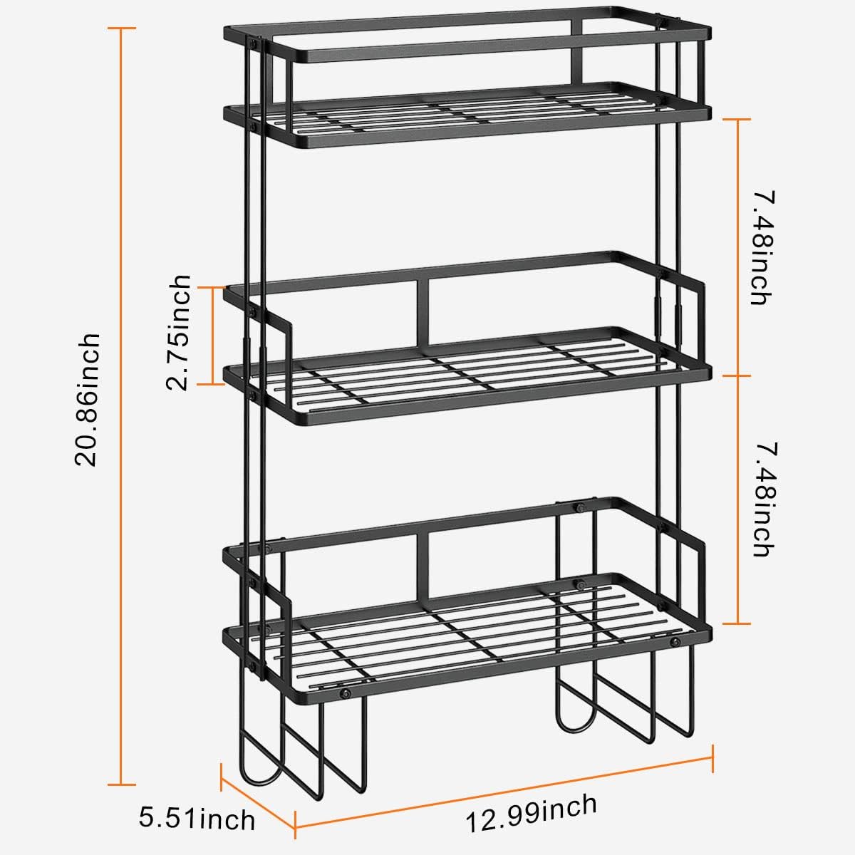 FLOLXNB Over The Toilet Storage Shelf, 3-Tier Bathroom Storage Organizer Upgrade Punch-Free Toliet Storage Shelf, Home