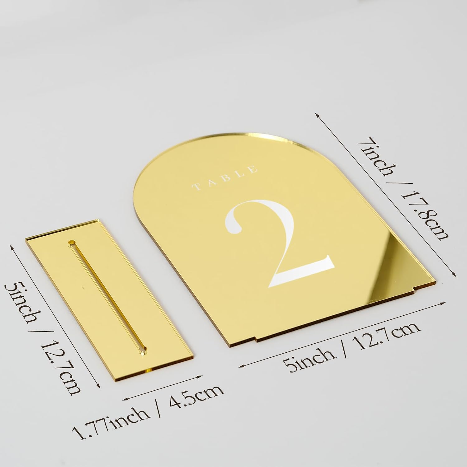 Gold Mirror Arch Table Numbers for Wedding, 20 Pack 5x7" Gold Mirror Arch Acrylic Signs with Stand Acrylic Table