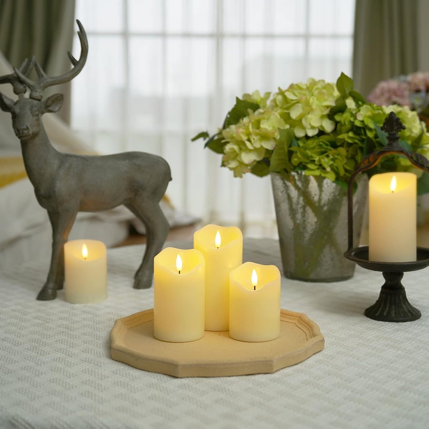 Homemory Flickering Flameless Candles, Realistic LED Candles with Remote and Timer, Real Wax Battery Operated Candles