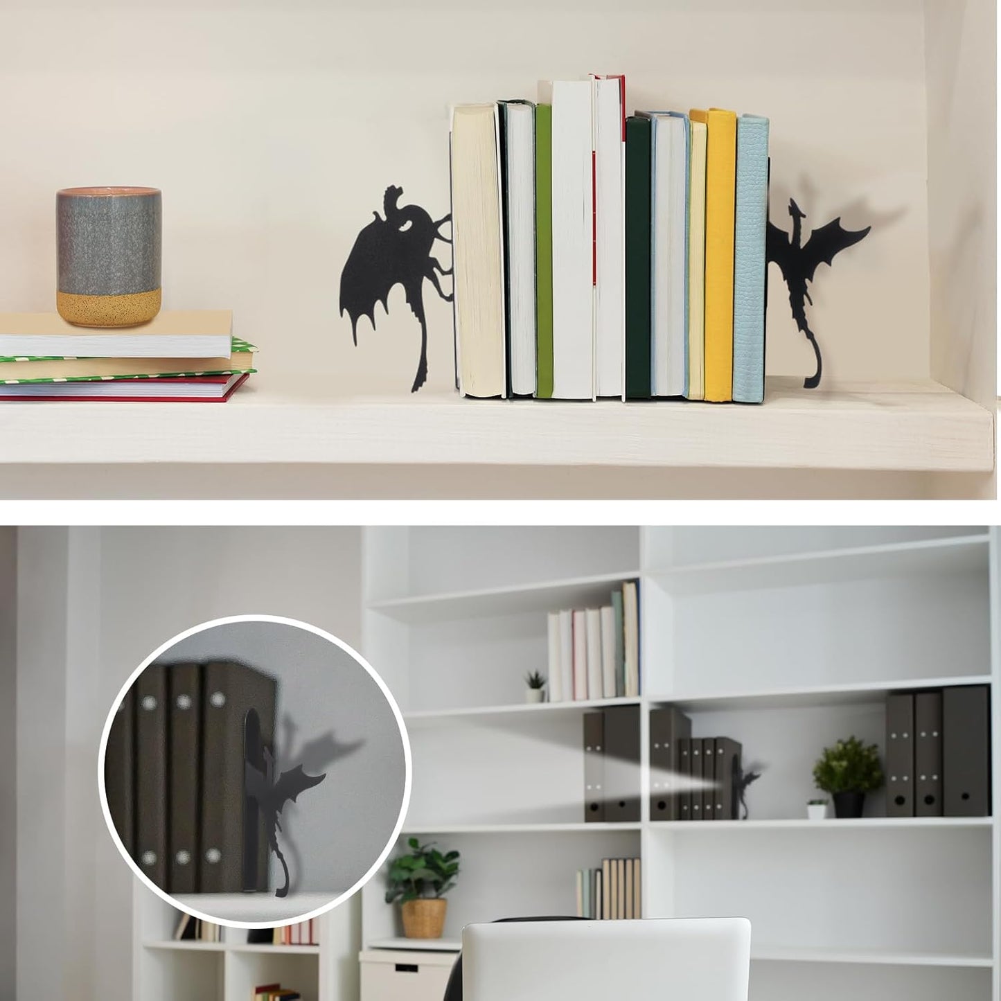 Dragon Metal Bookends Styles Gothic Book Ends / Flying Dragon / Set of 2