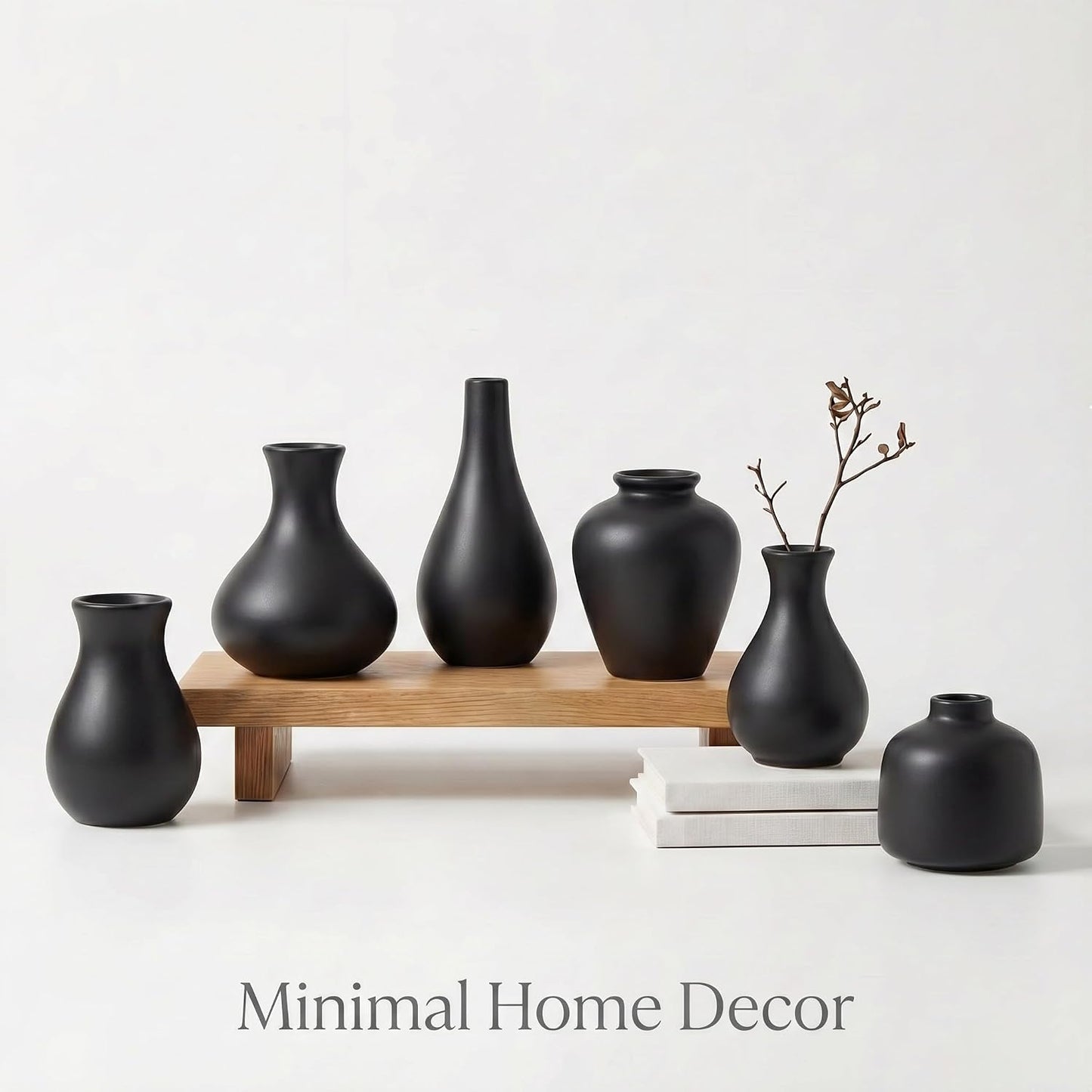 Black Ceramic Bud Vase / Black - 10-piece Set / Set of 10