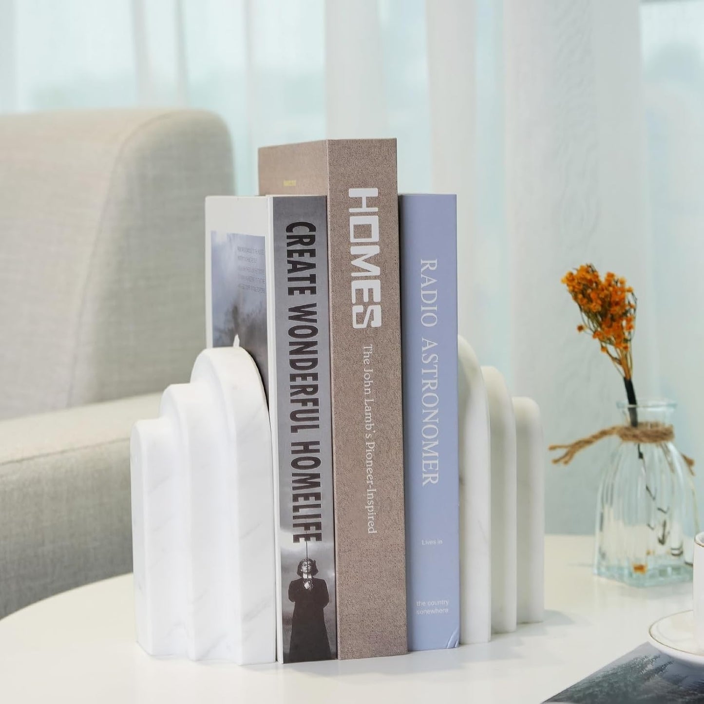 Heavy Duty Bookends / Arched-white
