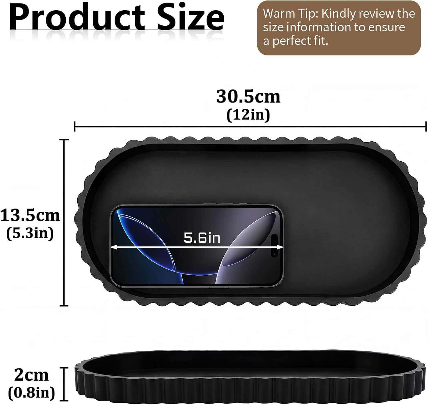 Silicone Bathroom Tray / Black / 12 x 5.3 x 0.8