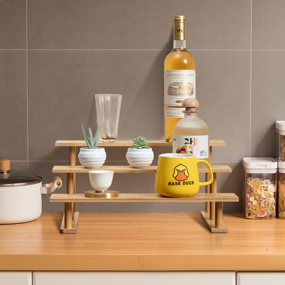 Bamboo and Wood 3 Tier Cupcake Stand / Rectangular 3 Tiers 1P