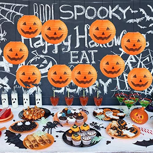 Jangostor 20 PCS Halloween Pumpkin Jack O Lantern Paper Lanterns for Parties, Garden Decoration, 8 Inches (Orange)