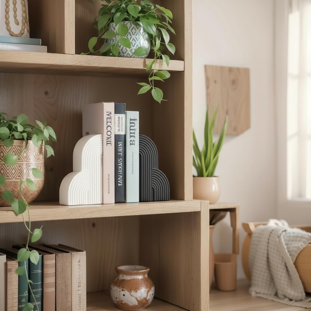 Modern Bookends for Heavy Books / Black and White