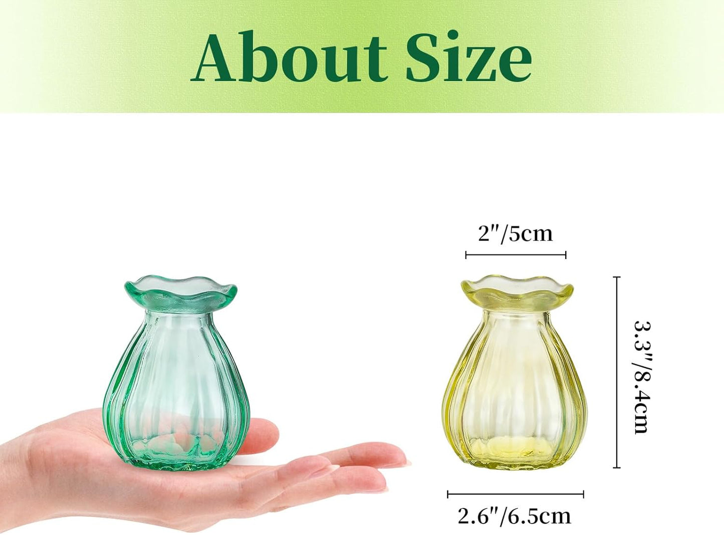Mini Ribbed Vases / Colored / Set of 12