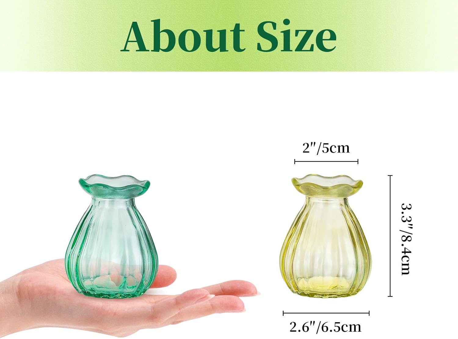Mini Ribbed Vases / Colored / Set of 12