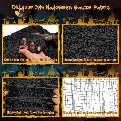 Legigo 12 Pack Halloween Creepy Cloths, Black Fabric Yard Decorations
