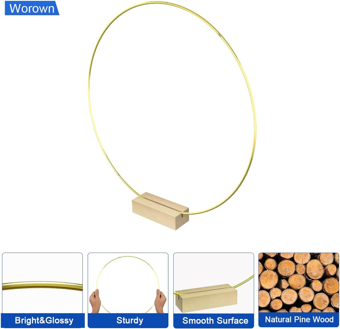 Wooden Stand / Floral Hoop Centerpiece / 10 Inch / Gold / Set of 6