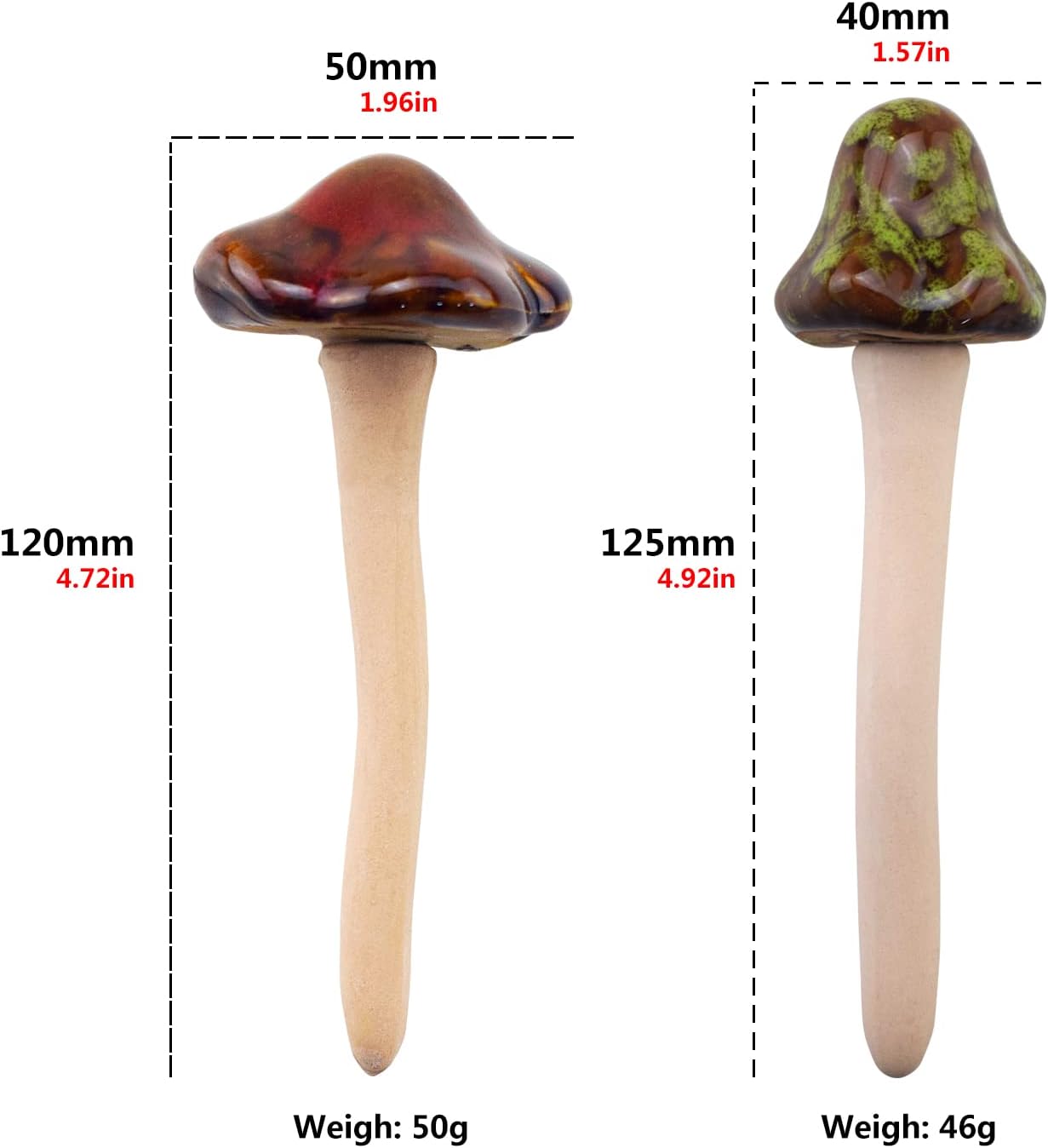 Ceramic Mushroom Statue Garden Pot Decoration Mushroom Figurine Indoor and Outdoor / Set of 8