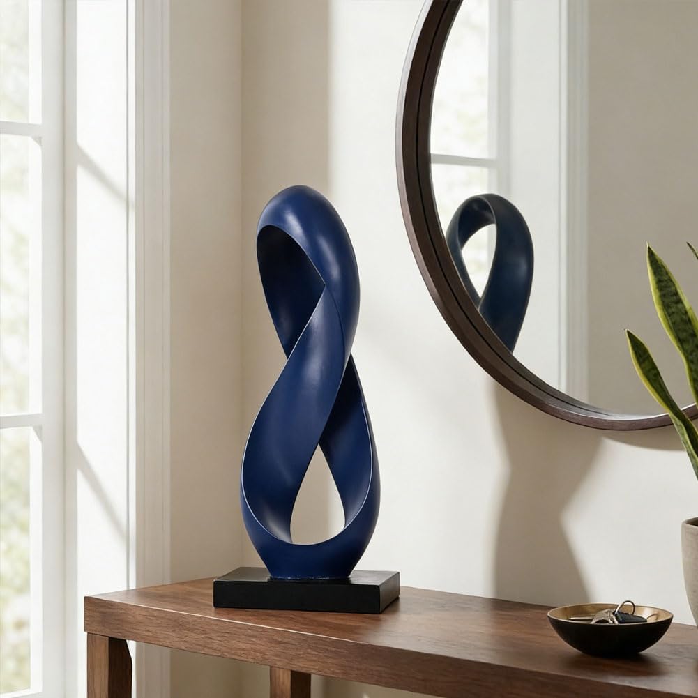 Modern Resin Infinity Loop Statue / Blue