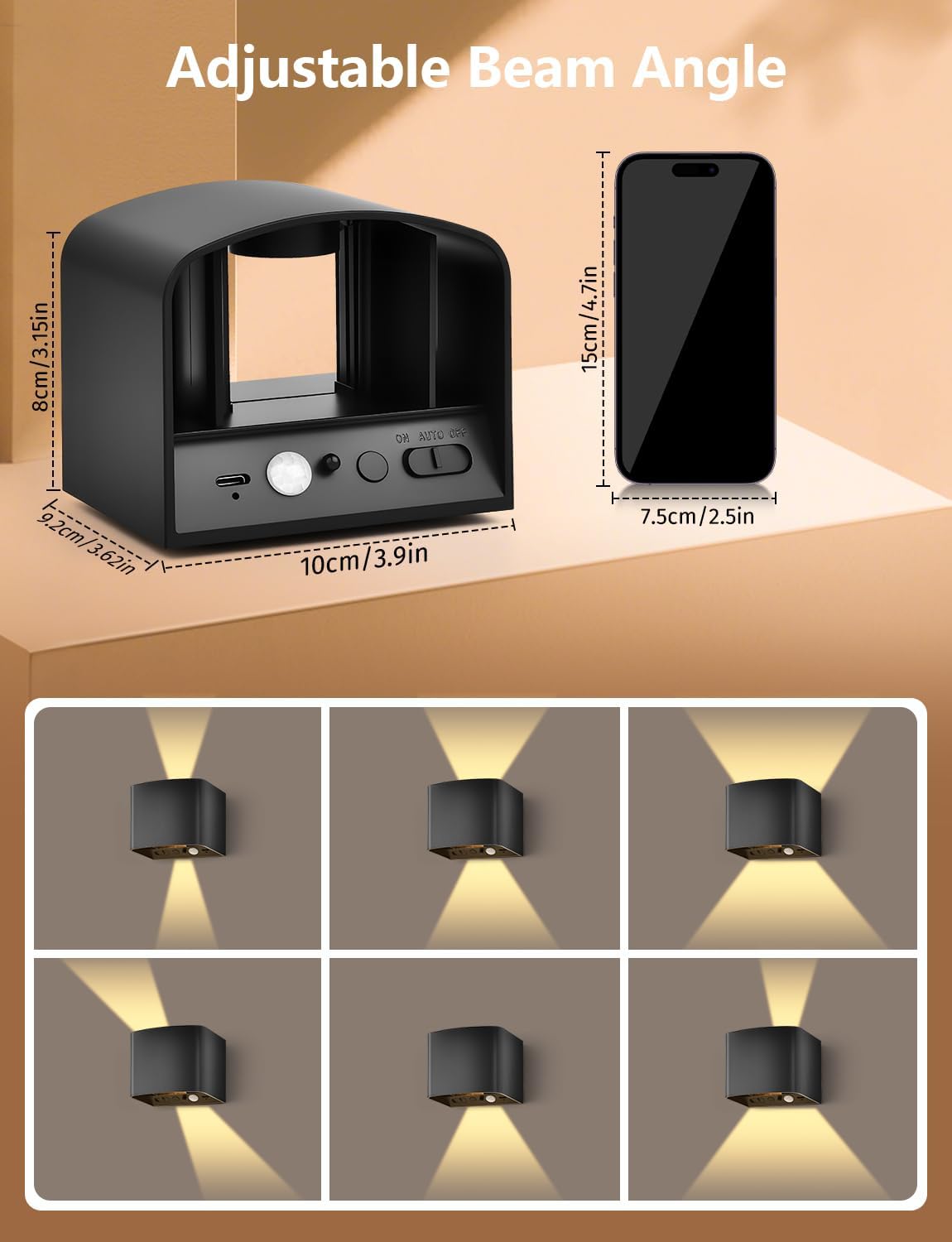 Rechargeable Motion Sensor Wall Lights, LED Wireless Sconces with Remote Control, 10-100% Dimmable 2700-6500K